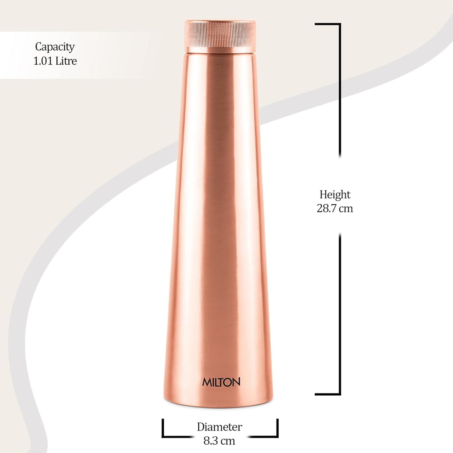 MILTON Copper Delight 1000 Water Bottle, 915 ml, Copper