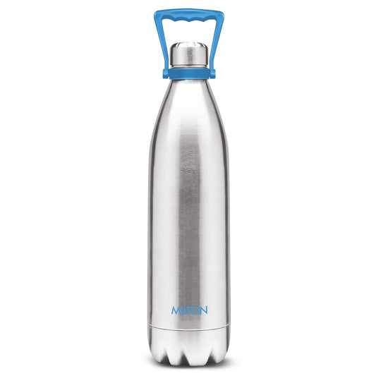 Milton Duo Dlx 2200 Thermosteel 24 Hours Hot and Cold Water Bottle with Handle, 2.02 Litres, Silver