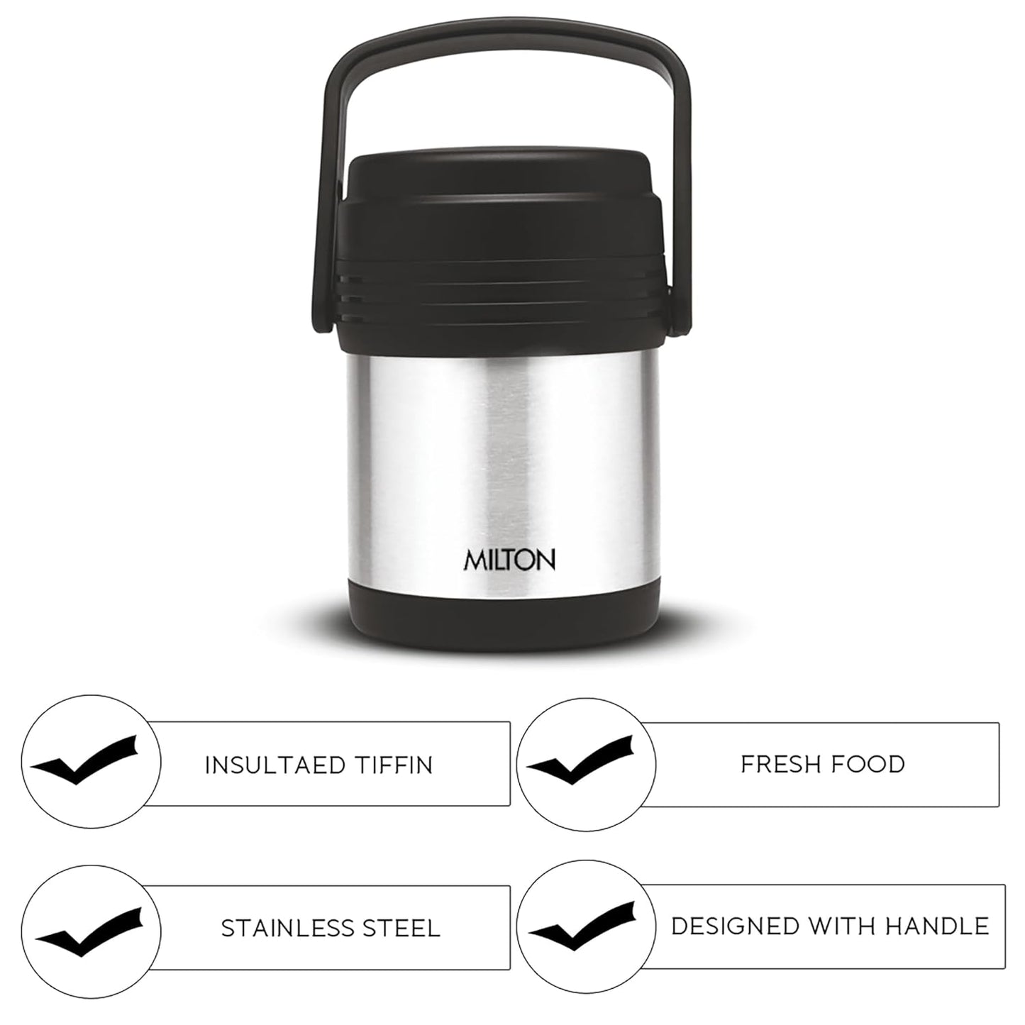 MILTON Thermosteel Hot Meal Container Lunch Box, Set of 4, Silver, Stainless Steel