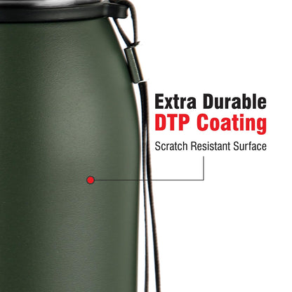 Cello Duro Ace Steel Vacuum Insulated Water Bottle 900ml, Green | Hot and Cold Thermal Flask with Screw Lid | Double Walled Scratch Resistant DTP Coating Flask Bottle