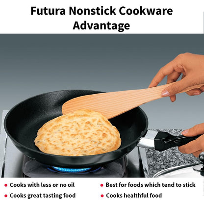 Hawkins Futura 24 cm Frying Pan, Non Stick Fry Pan with Glass Lid, Frypan, Black (NF24G)