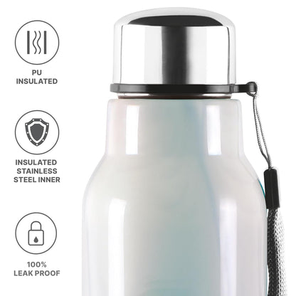 MILTON Steel Marble 600 Leak Proof, Wide Mouth & Easy to Open Insulated Inner Steel Outer Plastic Water Bottle, 520 ml, Aqua Green, School | Office | Travel Bottle
