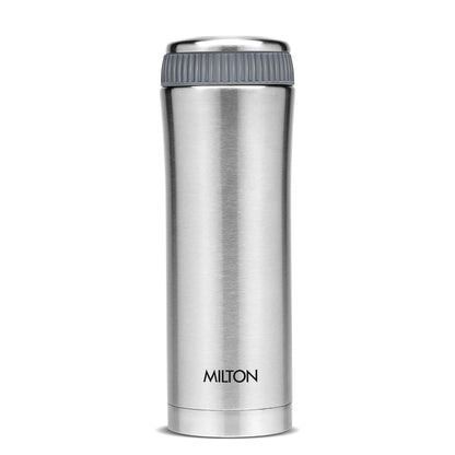 Milton Optima 500 Thermosteel Hot and Cold Flask, 460 ml, Silver | ISI Certified | Vacuum Insulated | Rust Proof | Leak Proof | Tea | Coffee | Juice
