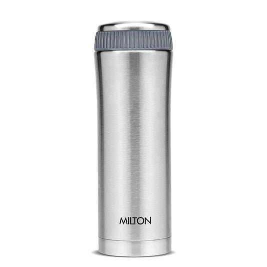 Milton Optima 500 Thermosteel Hot and Cold Flask, 460 ml, Silver | ISI Certified | Vacuum Insulated | Rust Proof | Leak Proof | Tea | Coffee | Juice