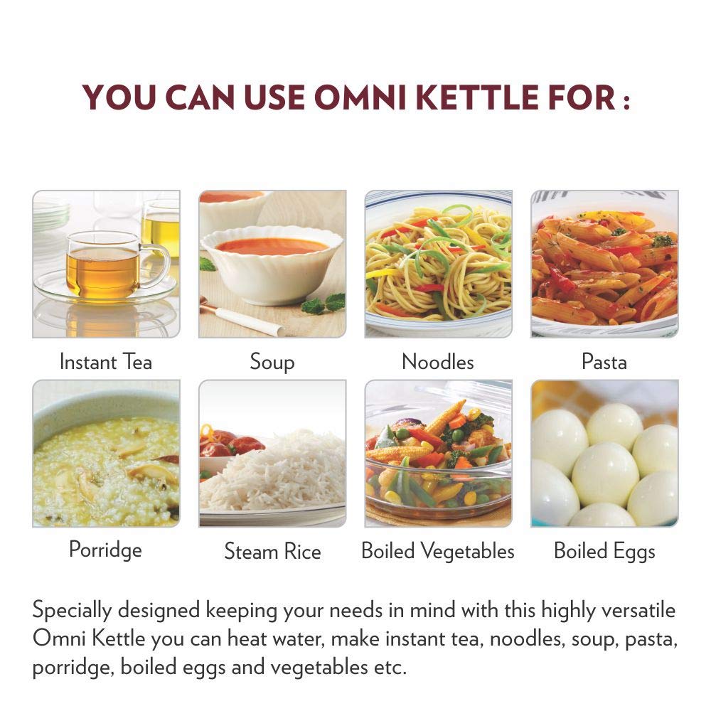 Borosil Omni 1.5 L Electric Kettle with Egg Tray, Stainless Steel Inner Body, Boil Water For Tea, Coffee, Soup, Silver