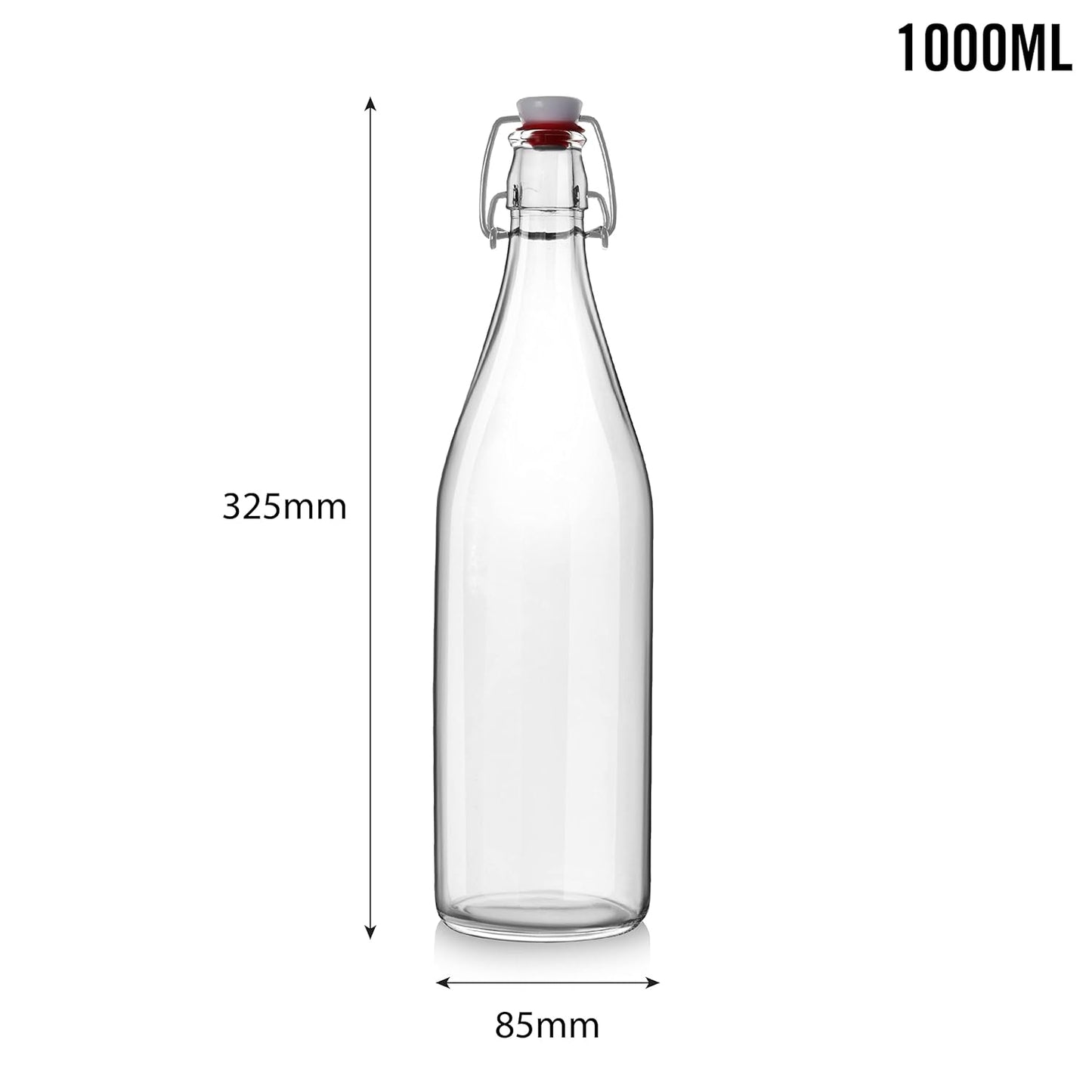 CELLO Aquaria Glass Water Bottle | Freezer Safe & Leakproof Flip Cap | Stylish & Unique Design | Durable & Scratch Proof | 1000ml, Clear