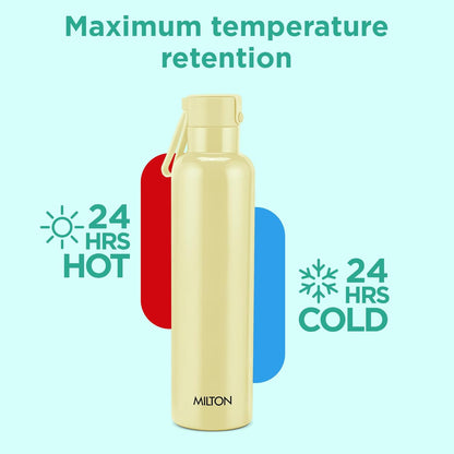 Milton Felice 1000 Thermosteel Water Bottle 880 ml, 24 Hr Hot and Cold I Leak Proof Lid, ISI Certified I Vacuum Insulated I for Office, Gym, School I Ivory