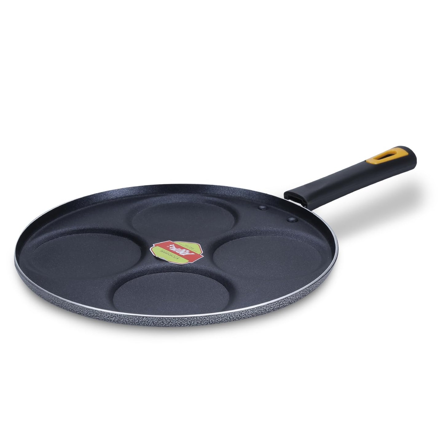 Anjali Diamond Aluminium Dura Big Non Stick Uttappa Tawa (4-Cavities) with Handle for Mini Uttappa, Mini Pancake Maker, Mini Crepe pan, Idli pan Multi Snack Maker-Black DUPB4