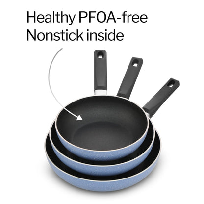 Hawkins Quik Frying Pan Set, Kitchen Gift Pack, 3 Piece Set of 20cm, 23cm and 25cm Fry Pans, Grey (IQFS)