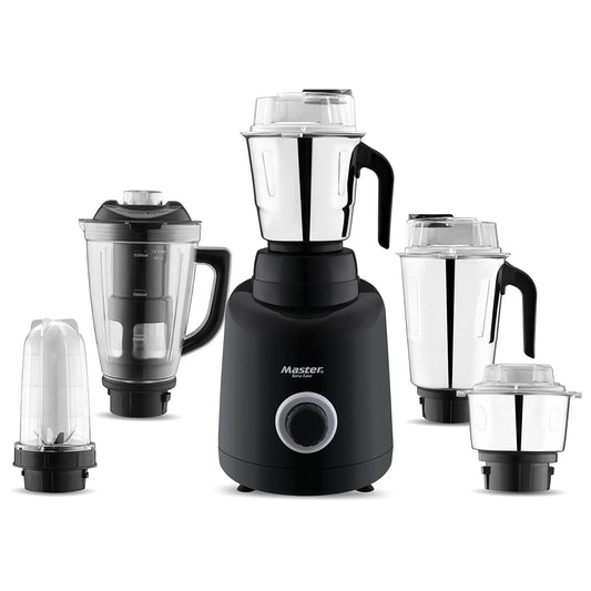 Master Wonder Mixer Grinder, unique VentAir Turbo Powerful 850W, Ultra Grind Technology, 5 Jars (3 Stainless Steel + 2 Polycarbonate), Black, 3 Years Product Warranty, 5 Years Motor Warranty