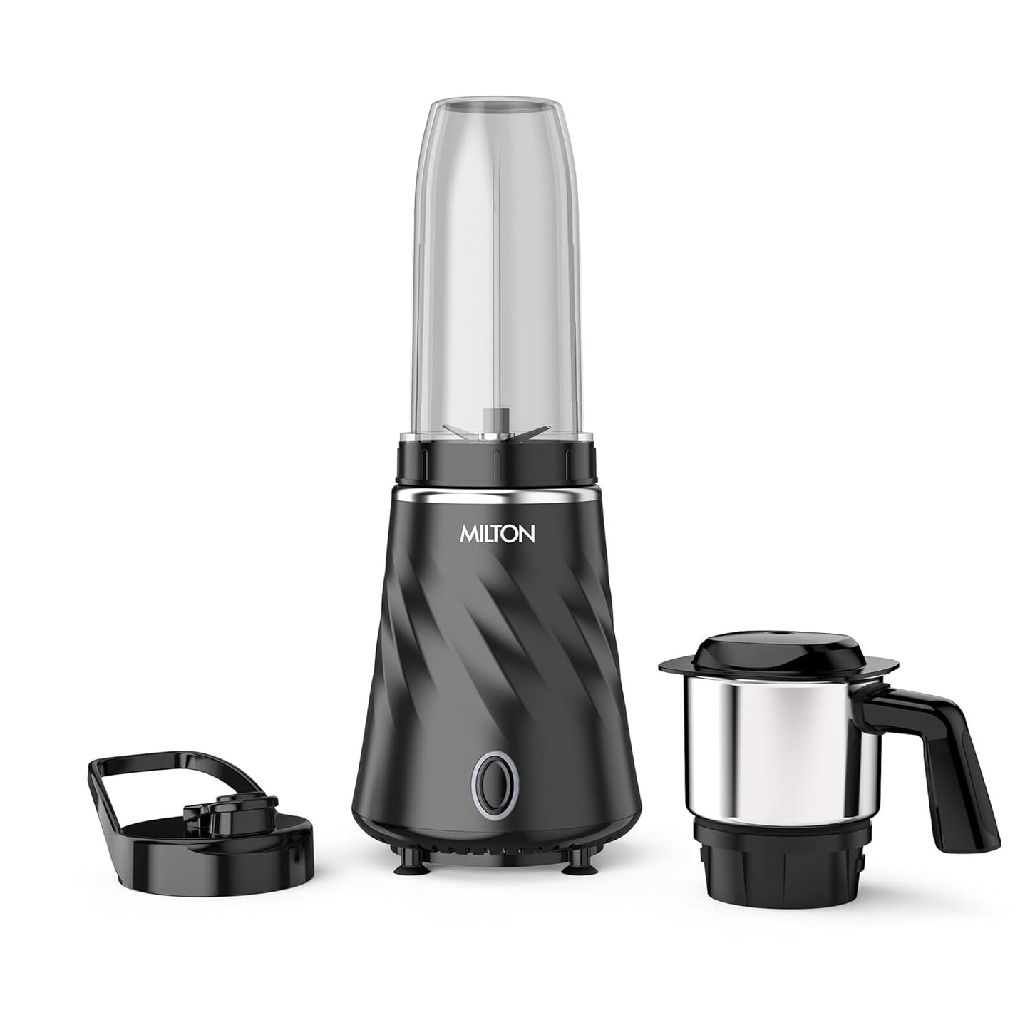 Milton Appliances Miniq Mini Mixer Grinder Blender Smoothie Maker, ISI Certified, Over Load Protector, HTLV 350W Motor, SS Jar,Rust Resistant, Anti Skid Feet,Masala Grinder,Chutney Blender, Black