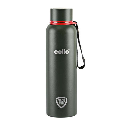 Cello Kent Stainless Steel Flask with DTP Coating, 900ml, Military Green | Prolonged Hours Hot and Cold Thermosteel Bottle | Flask for tea coffee | Ideal for Office, Gym, Home, Hiking, Travel Bottle