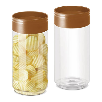 MILTON Stack IT 1000 Airtight Plastic Storage Jar and Container Set Stackable BPA Free, Transparent Containers for Kitchen Grocery Storage, Multipurpose Organizer Jar 890 Ml Each, Set of 2, Brown