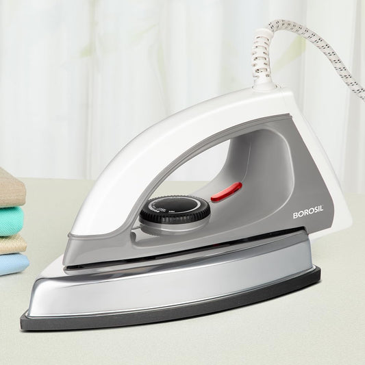 Borosil 1000W MasterPress Dry Iron | BIS Approved | Non-Stick Sole American Heritage Plate with Cool Touch Handle, 360° Swivel Cord | 2-Year Warranty | For Silk, Cotton, Denim & More