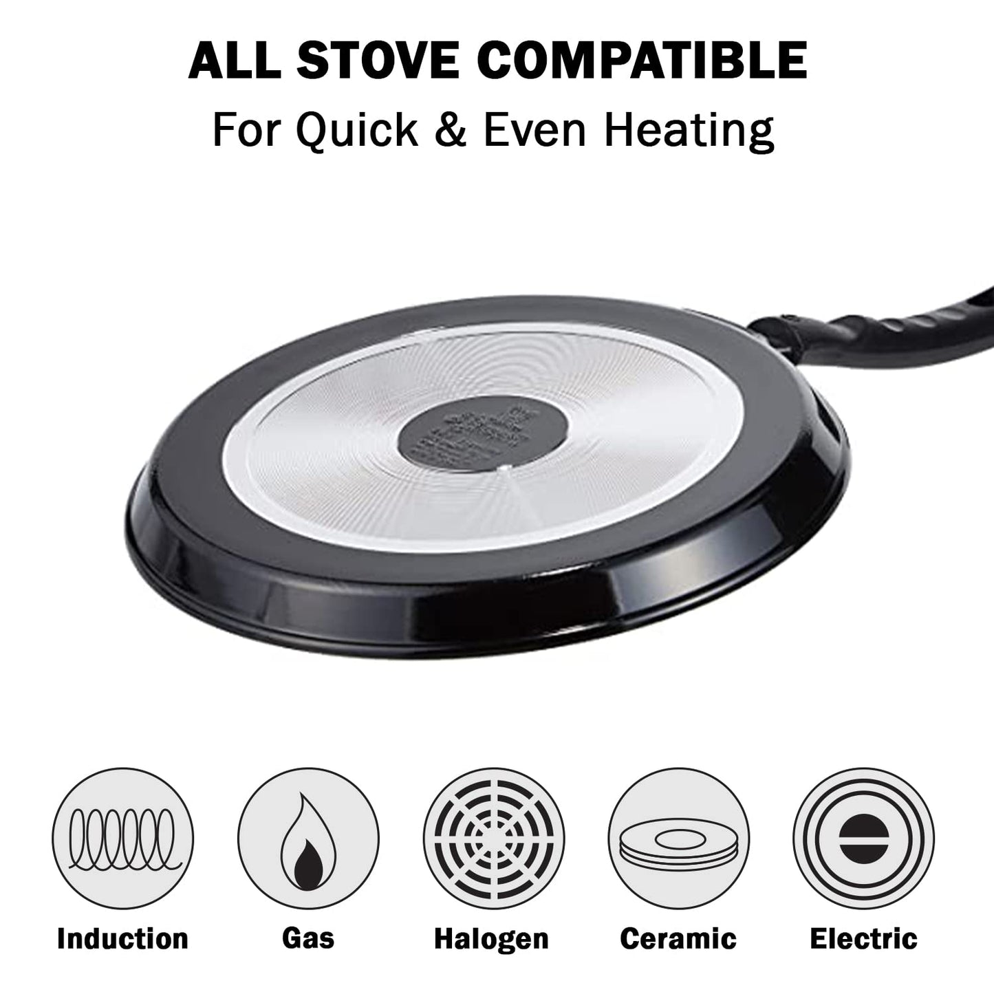 Pigeon by Stovekraft Aluminium Non-Stick Forged Flat Tawa 280, Black, 26 cm