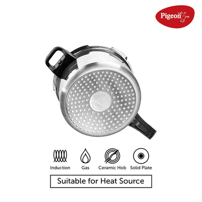 Pigeon by Stovekraft Inox Stainless Steel Pressure Cooker with Outer Lid, Compatible for Gas Stove and Induction, 3 Litre, Silver