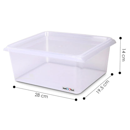 Nayasa Stack N Store Set Of 2 | 5 Ltrs | Plastic Storage Boxes With Lid | Side Handle | Stackable Boxes | Can Be Used For Multipurpose Storage | Strong And Durable Quality | Clear