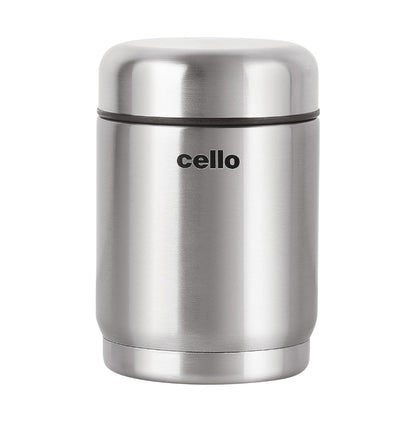 Cello Supee Vacuum Insulated Flask 400ml, Silver | Double Walled | Keeps Food Hot & Cold for Long Hours | Thermos with Airtight Screw Lid | Leakproof Soup Jar Thermos for Office, College & Travelling