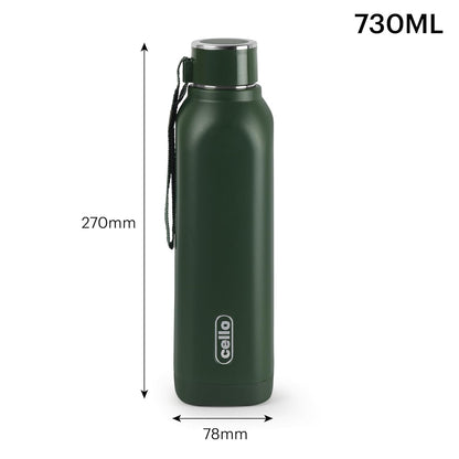 Cello Puro Steel-X Royce 900 | Inner Steel Bottle | PU Insulation | Cold Insulated Bottle | Best Usage for Office/School/College/Gym/Picnic/Home/Fridge | 730ml