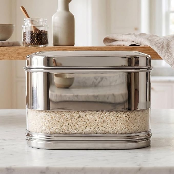 Apex ,Premium Stainless Steel Storage Container with Transparent Window Design, Airtight Kitchen Storage Jar for Rice, Pulses, Snacks & Dry Fruits