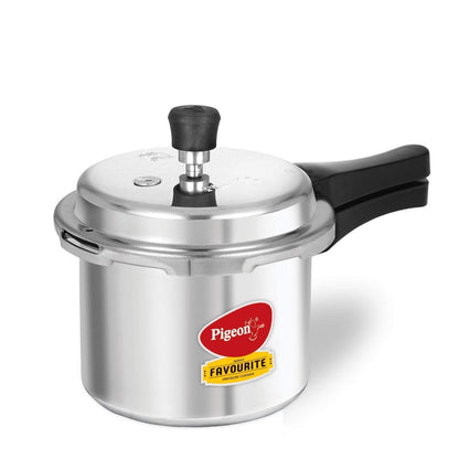 Pigeon By Stovekraft Favourite Induction Base Aluminium Pressure Cooker with Outer Lid, 3 Litres (Silver)