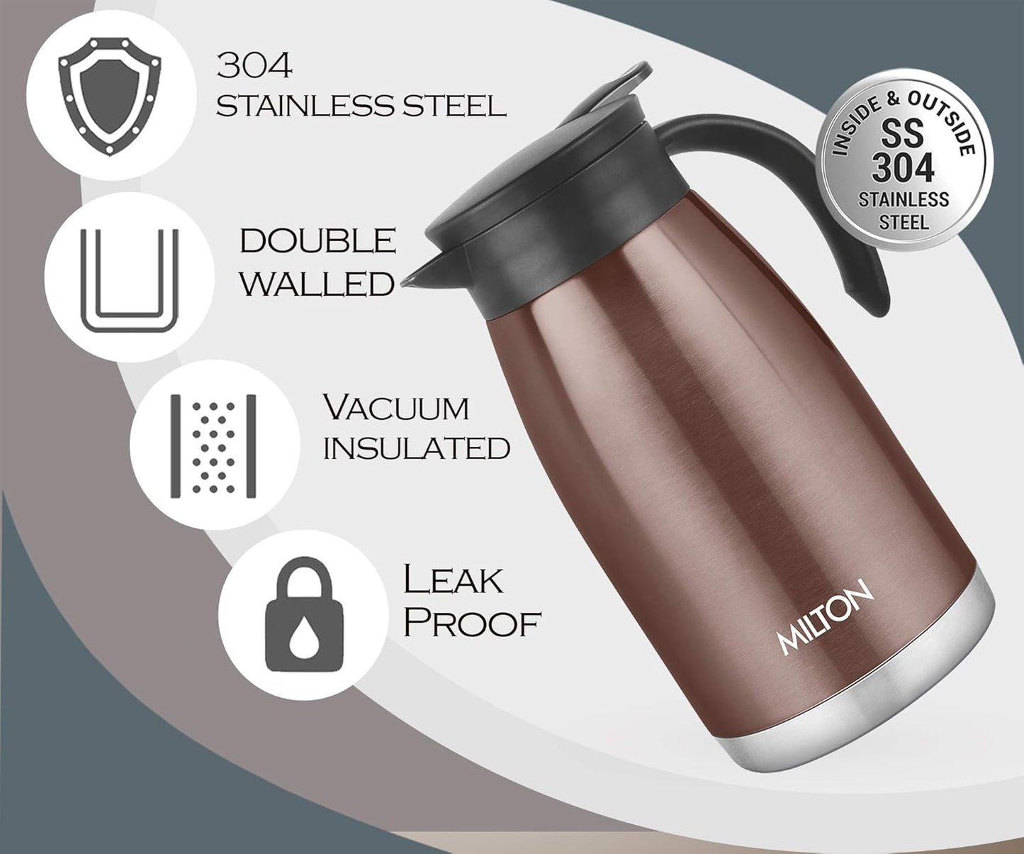 Milton Bistro 1100 Thermosteel Carafe, 1000 ml, Brown