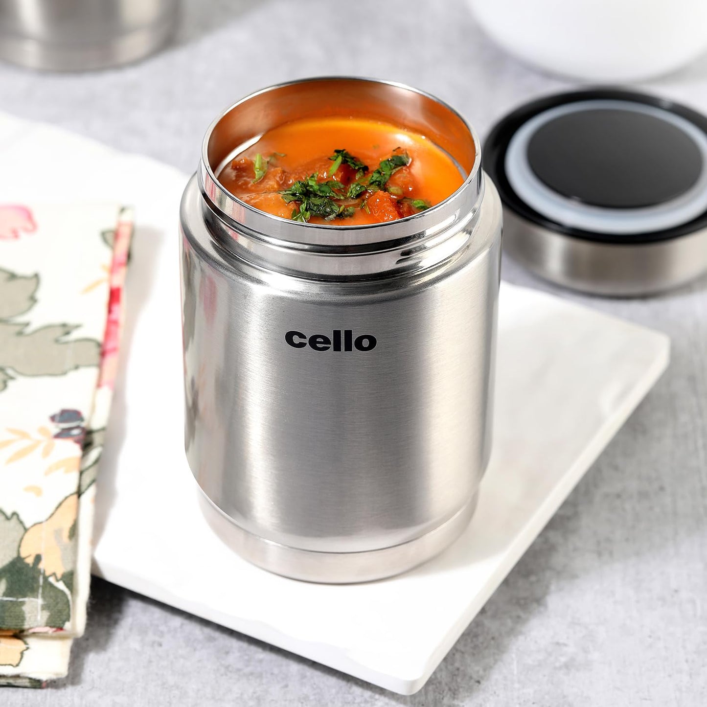 Cello Supee Vacuum Insulated Flask 400ml, Silver | Double Walled | Keeps Food Hot & Cold for Long Hours | Thermos with Airtight Screw Lid | Leakproof Soup Jar Thermos for Office, College & Travelling