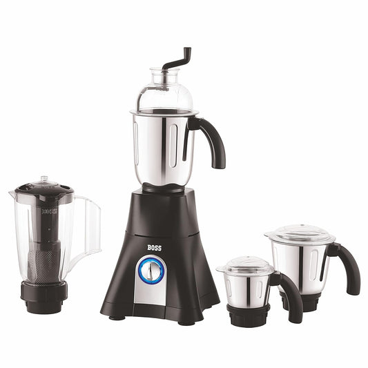 Boss CycloneMaxx 100% Copper Winding motor, Mixer Grinder, 900 Watt Power Grind, 4-Jars, Black