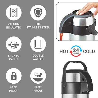 Milton Beverage Dispenser 4500 Stainless Steel for Serving Tea and Coffee, 4250 ml, Silver