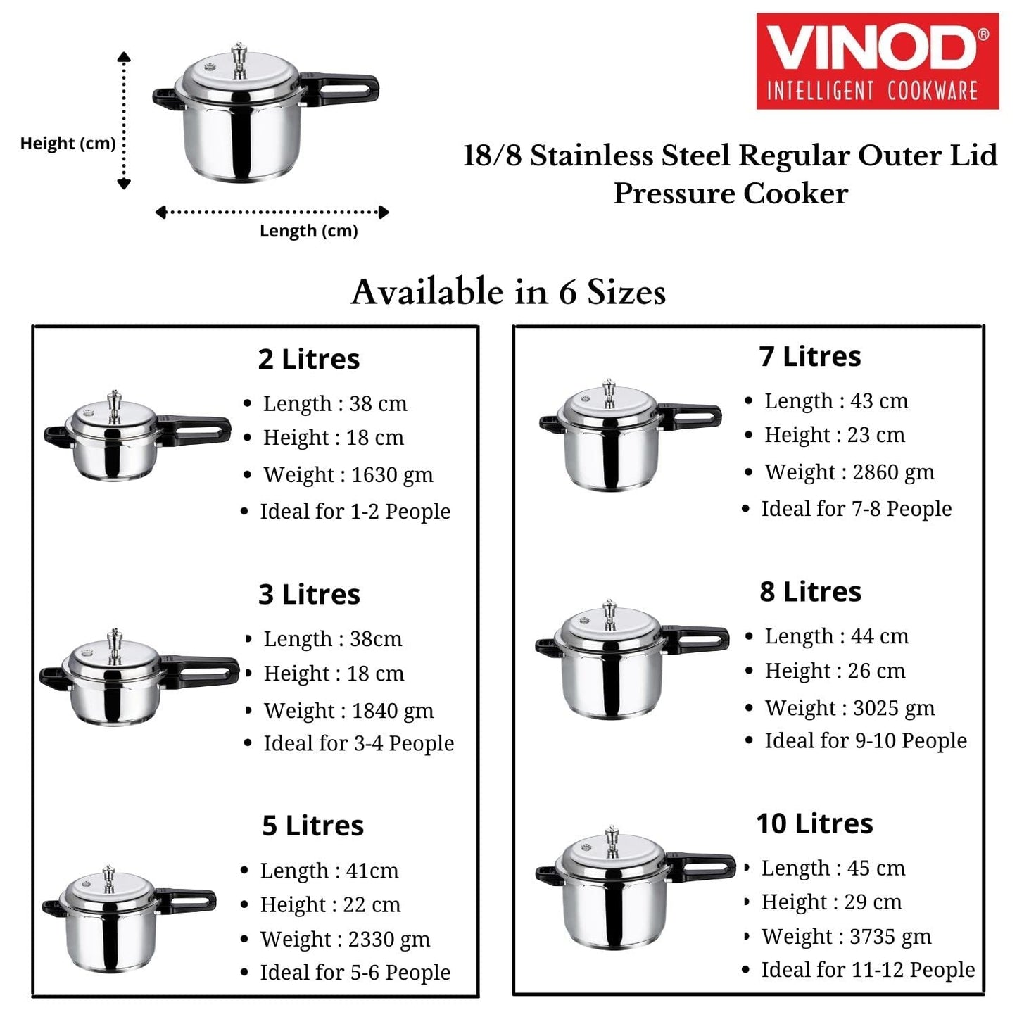 Vinod 18/8 Stainless Steel Pressure Cooker Outer Lid 3 Litre | Unique Sandwich Bottom Cooker | Induction and Gas Base | ISI and CE certified | 2 Years Warranty