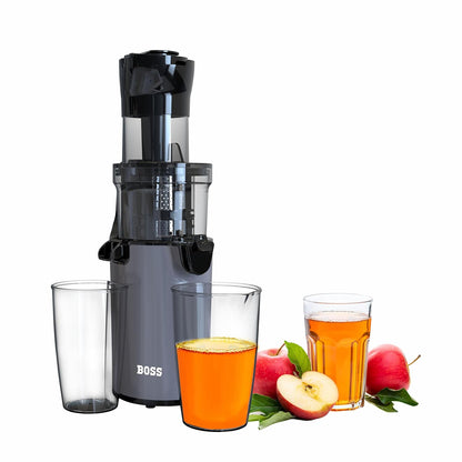 BOSS Fauna Slow Juicer, Professional Cold Press Whole Slow Juicer, 200 Watts | All-in-1 Fruit & Vegetable Juicer, Grey