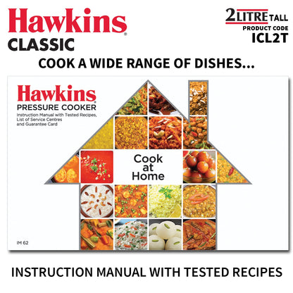 Hawkins 2 Litre Classic Pressure Cooker, Tall Design, Induction Inner Lid Cooker, Pan Cooker, Best Cooker, Silver (ICL2T)