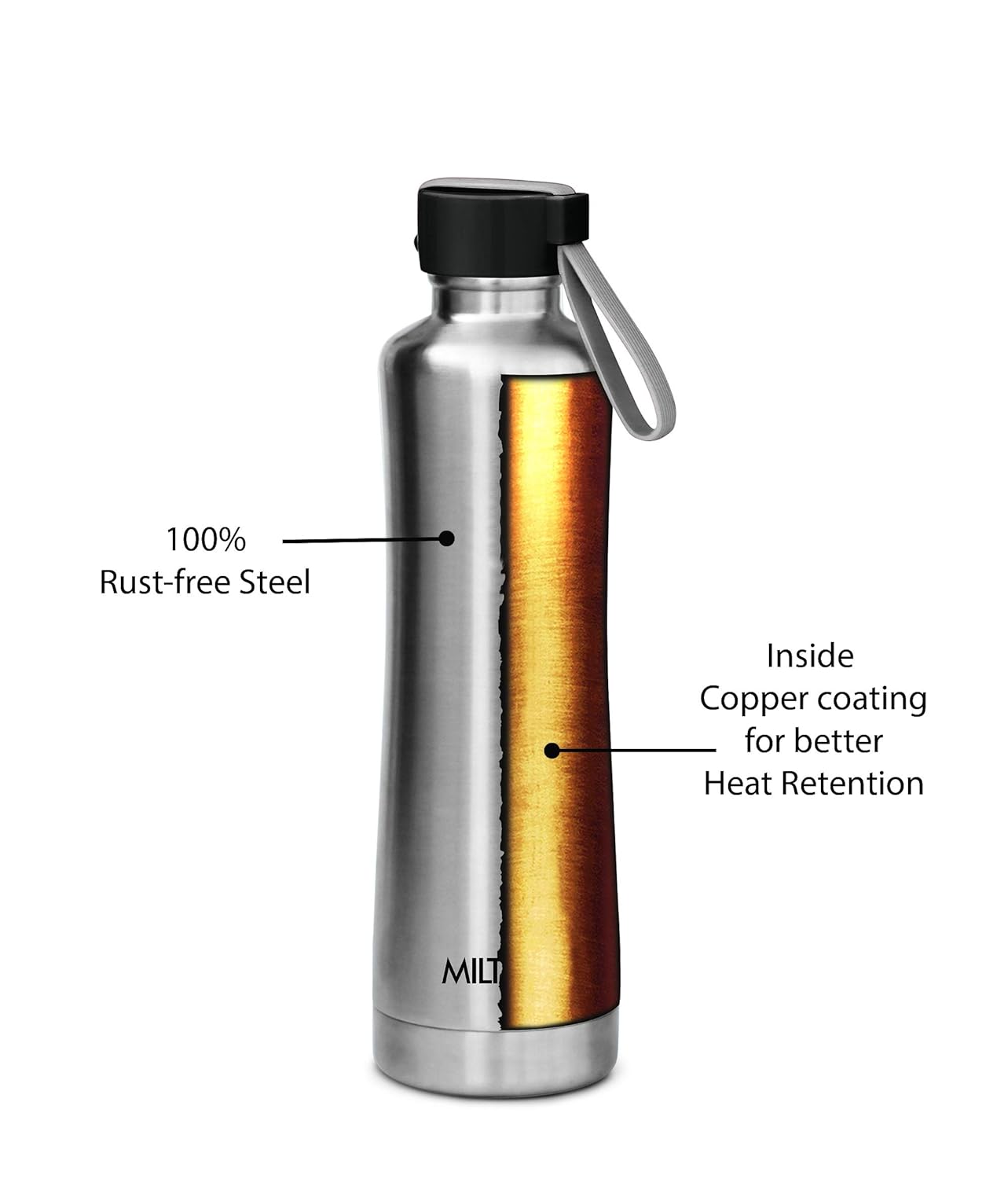 Milton Tiara-1100 Stainless Steel Bottle Flask, 900ml, Silver