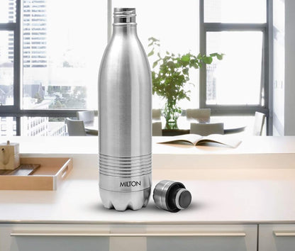 Milton Duo DLX 1000 Thermosteel 24 Hours Hot and Cold Water Bottle, 1 Litre, Silver