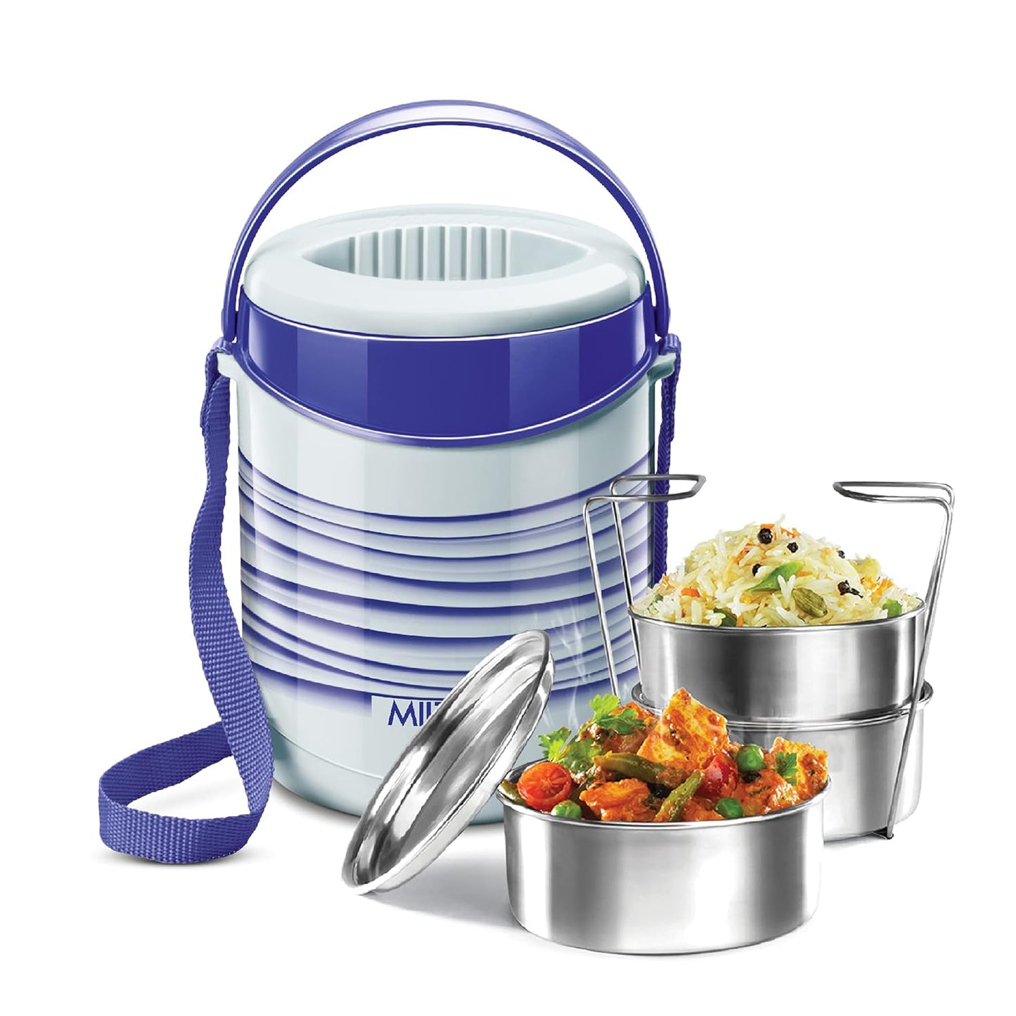 MILTON New Econa 3 Stainless Steel Tiffin Box, Set of 3, Blue