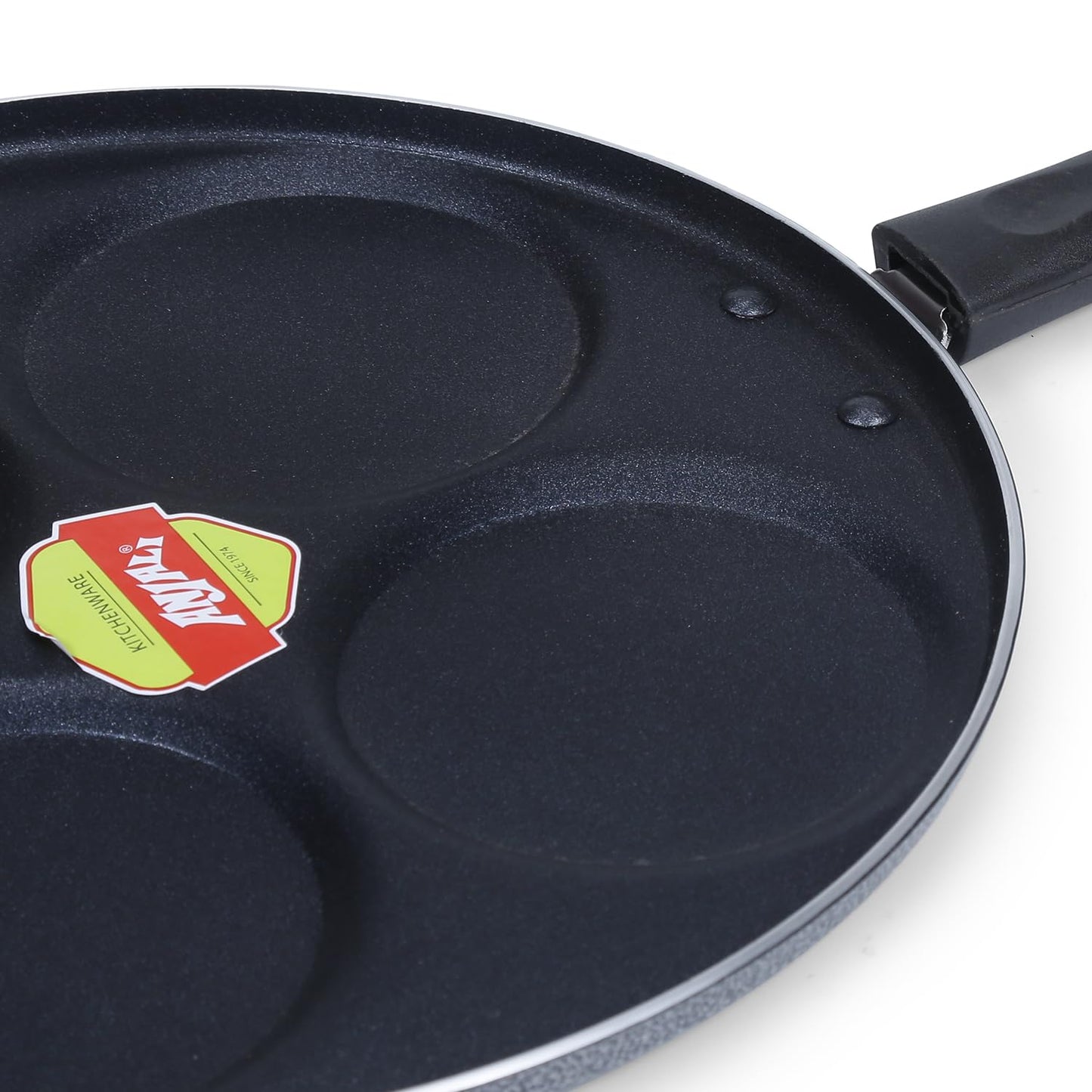 Anjali Diamond Aluminium Dura Big Non Stick Uttappa Tawa (4-Cavities) with Handle for Mini Uttappa, Mini Pancake Maker, Mini Crepe pan, Idli pan Multi Snack Maker-Black DUPB4