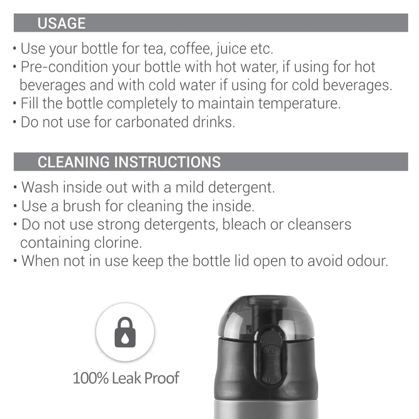 Milton New Crown 900 Thermosteel Water Bottle 750 ml with One Touch Safety Lock, 24 Hours Hot and Cold, Leak Proof Lid, ISI Certified I Vacuum Insulated I for Office, Gym, School I Green