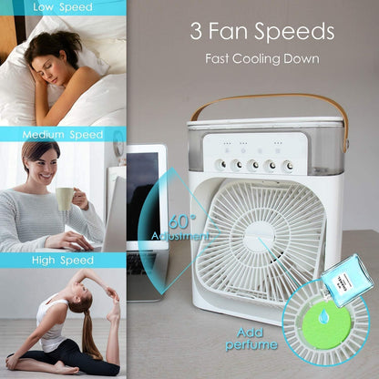 Mini Cooler for Room Cooling AC Portable Mini Fan Artic Cooler with 7 Colors LED Light, 1/2/3 H Timer, 3 Wind Speeds and 3 Spray Modes for Office,Home,Dorm,Travel1(Multicolor)
