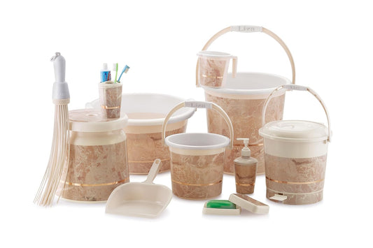 Liza Orry - 11 pcs Bathroom Accessories Set Plastic Bath Set Bathroom 20 LTR. Bucket, 1 LTR. Mug Combo Set for Home Bathroom Set. (Assorted Colours)