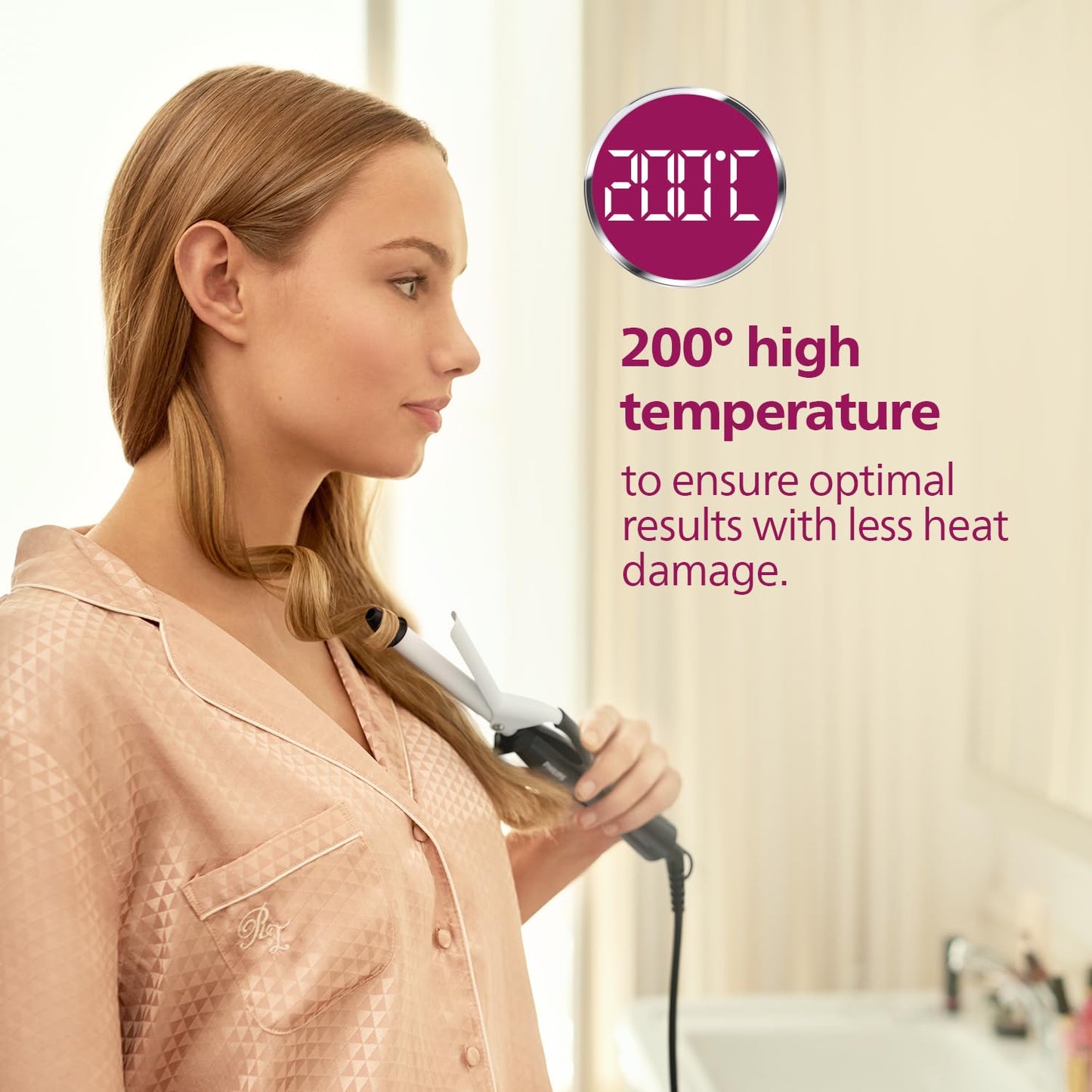 Philips Hair Curler with 16MM Barrel | Ceramic Coated Barrel for Long-Lasting Bouncy Looking Curls | Fast Heat Up | BHB862/00, Black