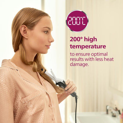 Philips Hair Curler with 16MM Barrel | Ceramic Coated Barrel for Long-Lasting Bouncy Looking Curls | Fast Heat Up | BHB862/00, Black