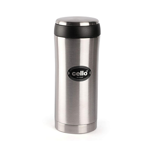 Cello My Cup Stainless Steel Double Walled Carry Flask, Insulated, 500ml, 1 Unit, Silver