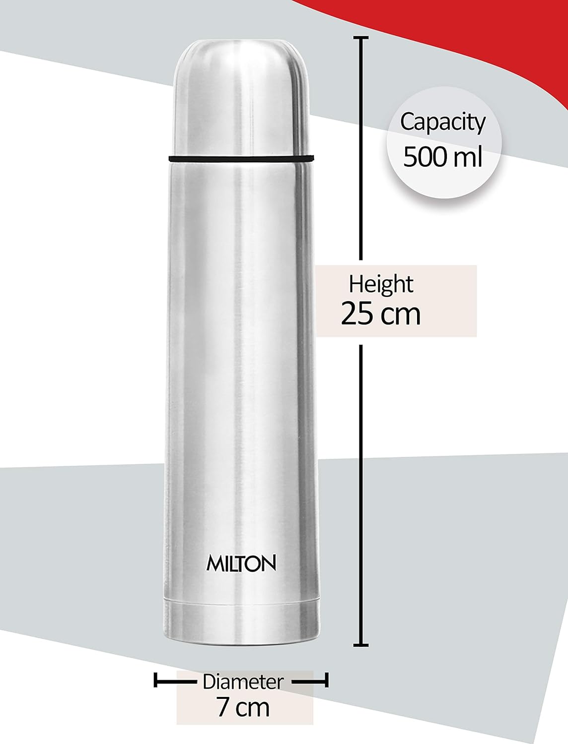 Buy Milton Thermosteel Flip Lid Flask, 500 milliliters, Silver