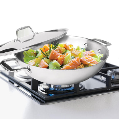 MILTON Pro cook TriPly Stainless Steel 26 cm Kadai with Lid, 3.6 litres, 3 Layer Kadhai for Cooking, Induction Bottom and Gas Stove Ready Cookware, Easy to Clean, 3 Years Warranty