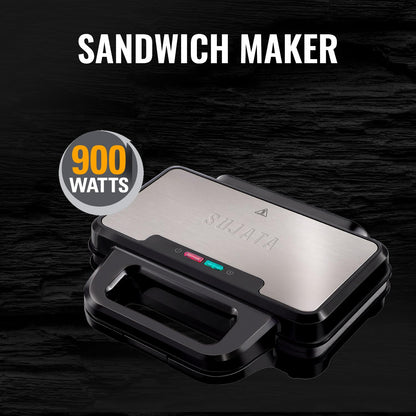 Sujata 900 W Sandwich Maker SW12 with Aluminium Grill XL Plate | Teflon Coating | Auto Temperature Control