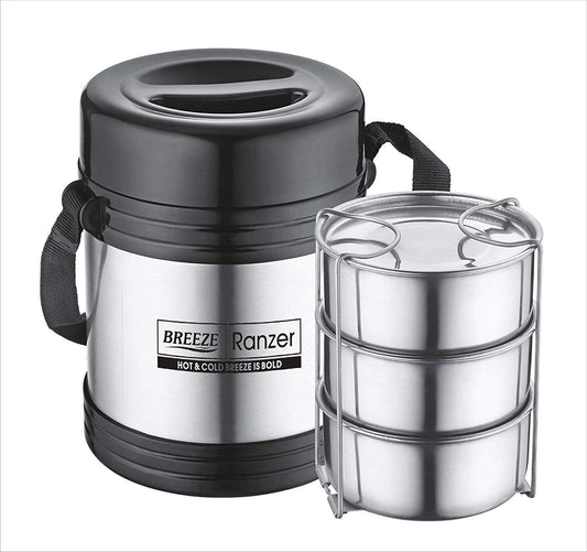 Breeze Ranzer 3 Steel Lunch Box Set of 3 containers