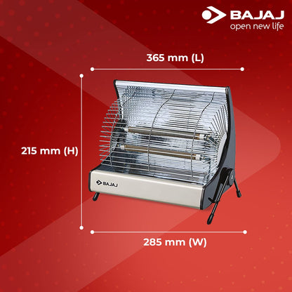 Bajaj Deluxe 2000 Watts Halogen Room Heater | ISI Approved | Adjustable Thermostat | 2 Heat Settings | 2 Yr Warranty