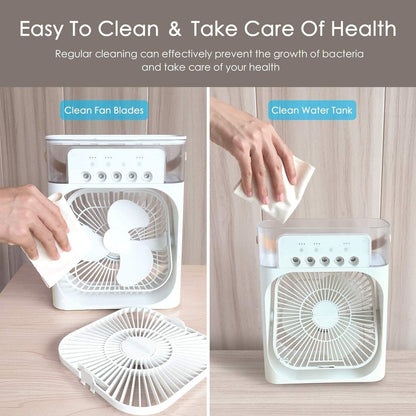 Mini Cooler for Room Cooling AC Portable Mini Fan Artic Cooler with 7 Colors LED Light, 1/2/3 H Timer, 3 Wind Speeds and 3 Spray Modes for Office,Home,Dorm,Travel1(Multicolor)