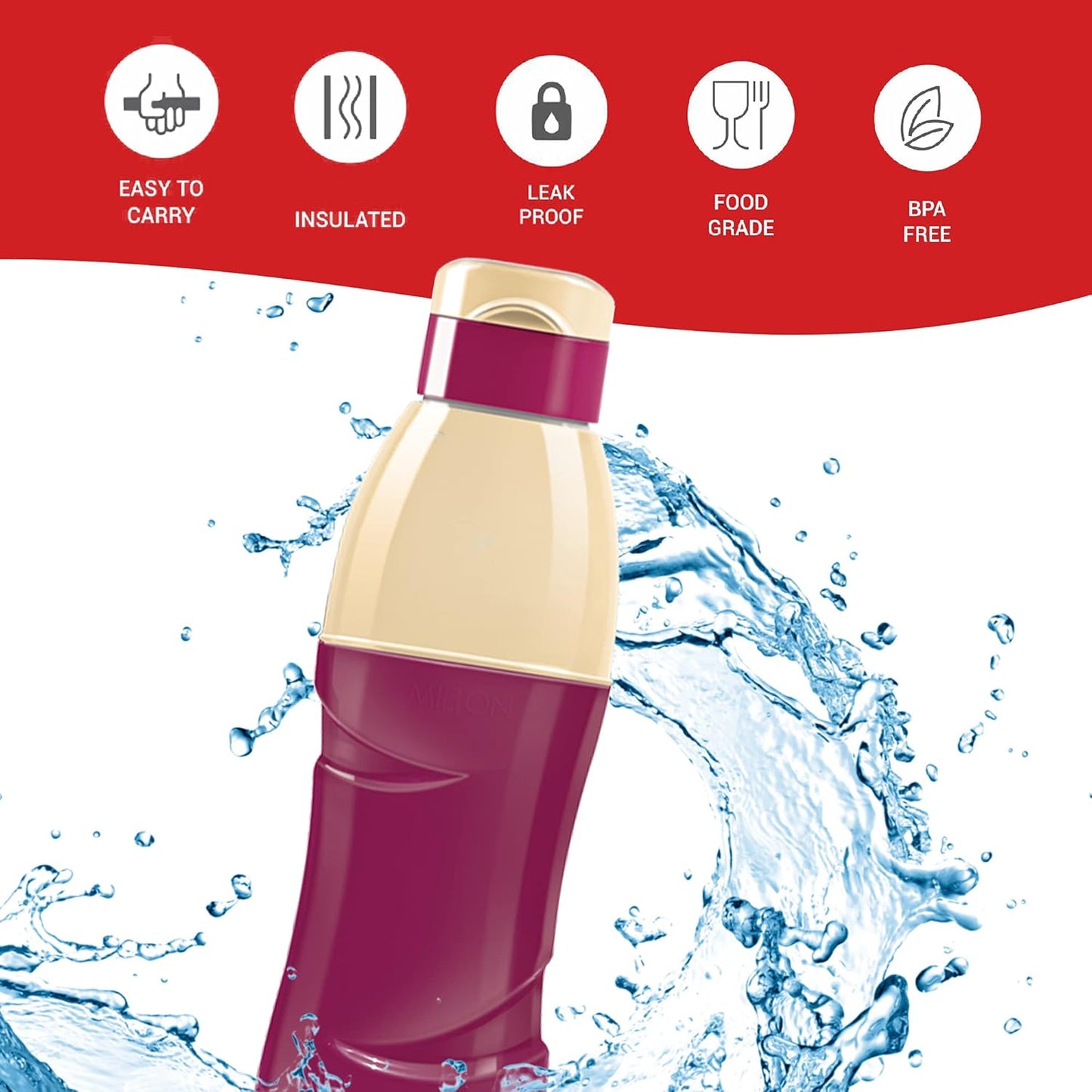 MILTON Kool Crony 1100 Insulated Water Bottle, 1 Piece, 960 ml, Purple (Plastic)