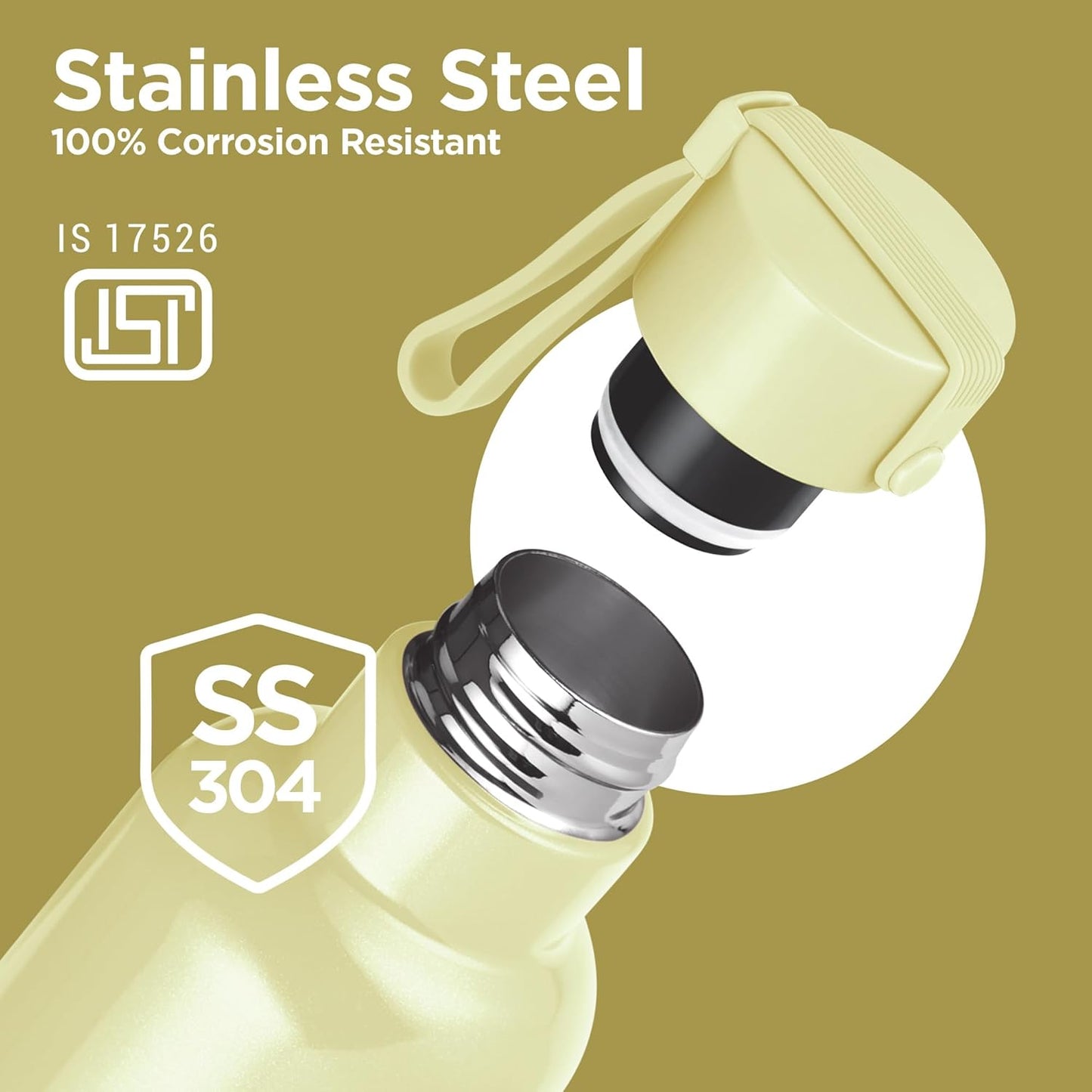 Milton Felice 1000 Thermosteel Water Bottle 880 ml, 24 Hr Hot and Cold I Leak Proof Lid, ISI Certified I Vacuum Insulated I for Office, Gym, School I Ivory